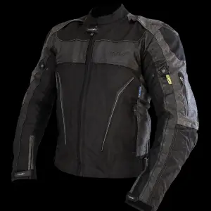 Kurtka motocyklowa, męska, skórzano-tekstylna, czarno-szara