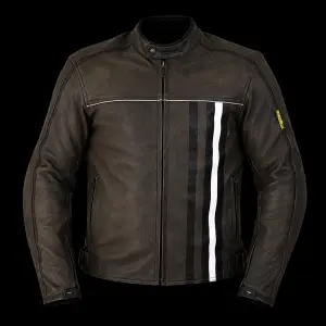 Kurtka motocyklowa, męska, skórzana, brązowa