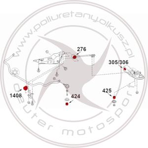 Komplet tulei zawieszenia przedniego - NISSAN 200SX S13 - 8szt.