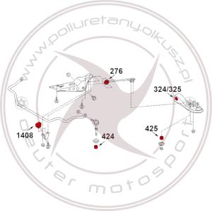 Komplet tulei zawieszenia przedniego - NISSAN 200SX S14 - 8szt.