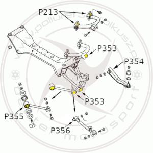 Komplet tulei zawieszenia tylnego - MITSUBISHI ECLIPSE III / GALANT VIII - 18szt.