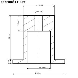 [WYPRZEDAŻ] Tuleja poliuretanowa - Ø40(25)/18(6)x37mm - 1szt.